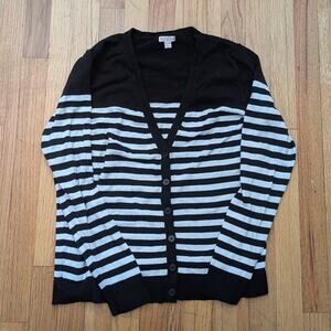 Merona Dark Academia Wednesday Aesthetic Black & White Striped Button Up Sweater